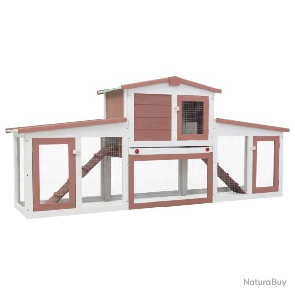 Clapier large d'ext�rieur Marron et blanc 204x45x85 cm Bois