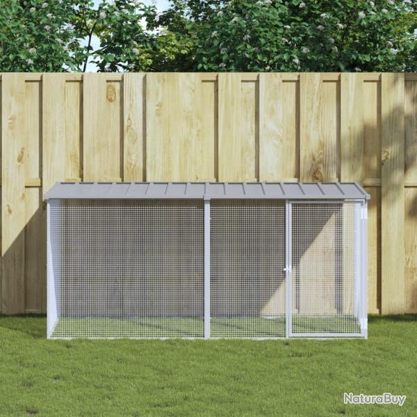 Poulailler avec toit gris clair 203x98x90 cm acier galvanis�