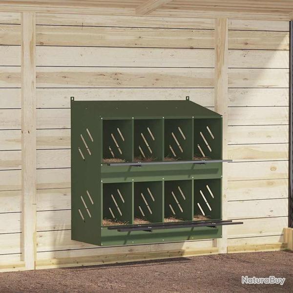 Nichoir � poules avec 8 compartiments vert olive m�tal