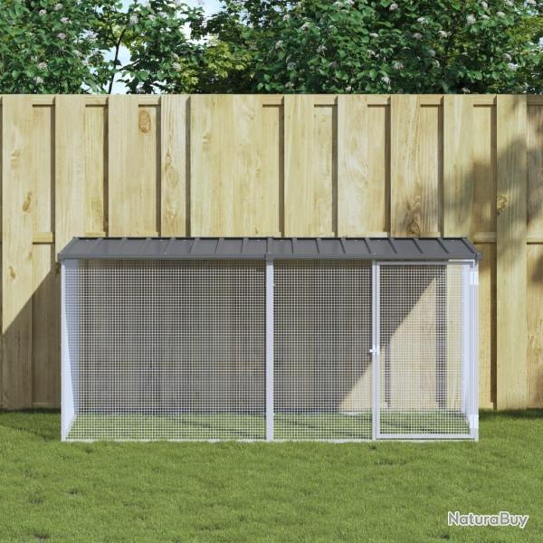 Poulailler avec toit anthracite 203x98x90 cm acier galvanis�