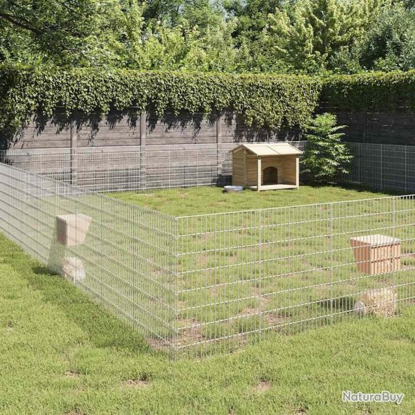 Enclos pour animaux en libert� 48panneaux 54x80cm fer galvanis�