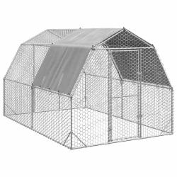 Poulailler avec toit 2,5x4x2,25 m acier galvanis&eacute;
