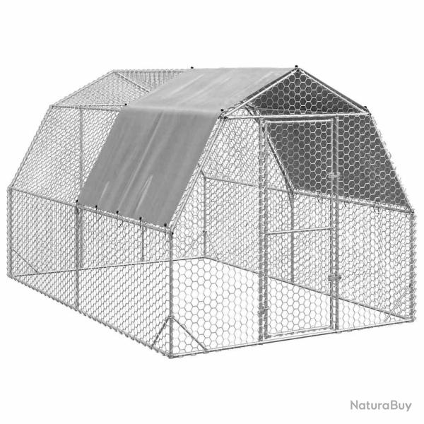 Poulailler avec toit 2,5x4x2,25 m acier galvanis�