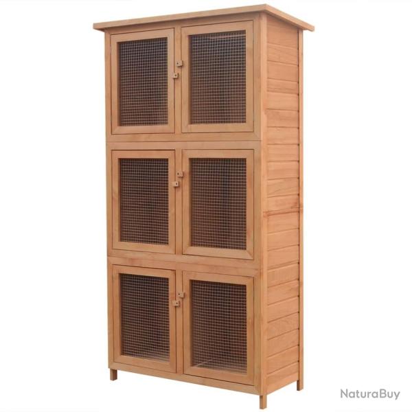 Cage pour animaux 6 compartiments Bois