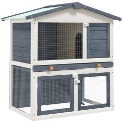 Clapier d'ext&eacute;rieur 3 portes Gris Bois