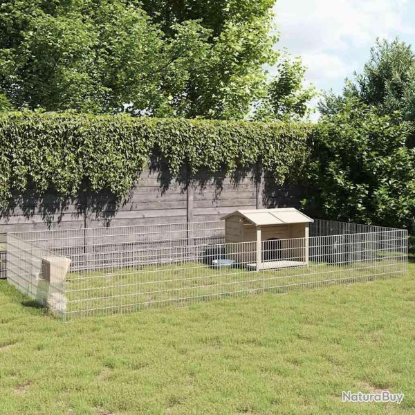Enclos pour animaux en libert� 24panneaux 54x60cm fer galvanis�
