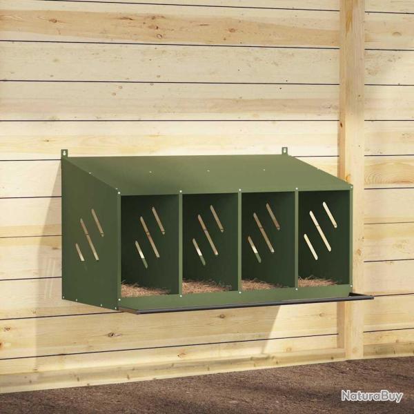 Nichoir � poules avec 4 compartiments vert olive m�tal alsavelo