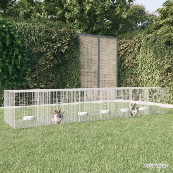 Cage � lapin 6 panneaux 327x79x54 cm Fer galvanis�