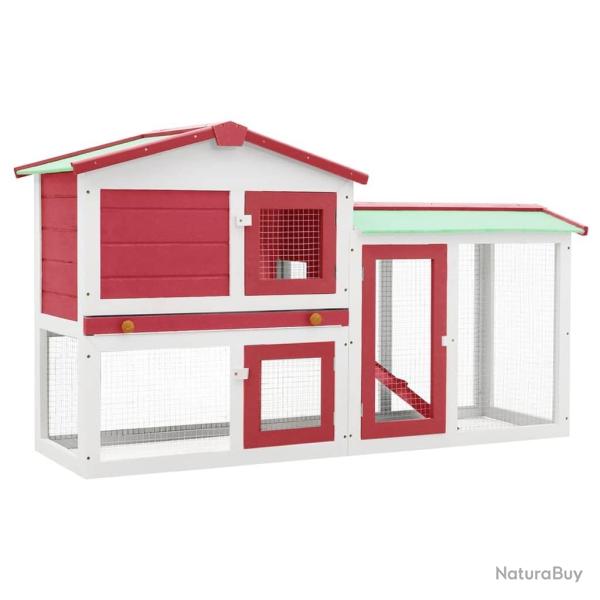 Clapier large d'ext�rieur Rouge et blanc 145x45x84 cm Bois