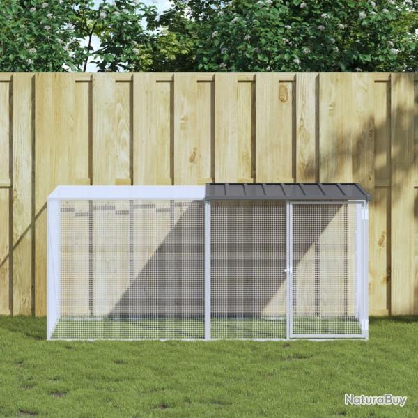 Poulailler avec toit anthracite 203x98x90 cm acier galvanis�
