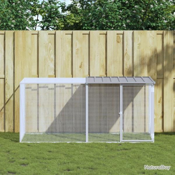 Poulailler avec toit gris clair 203x98x90 cm acier galvanis�