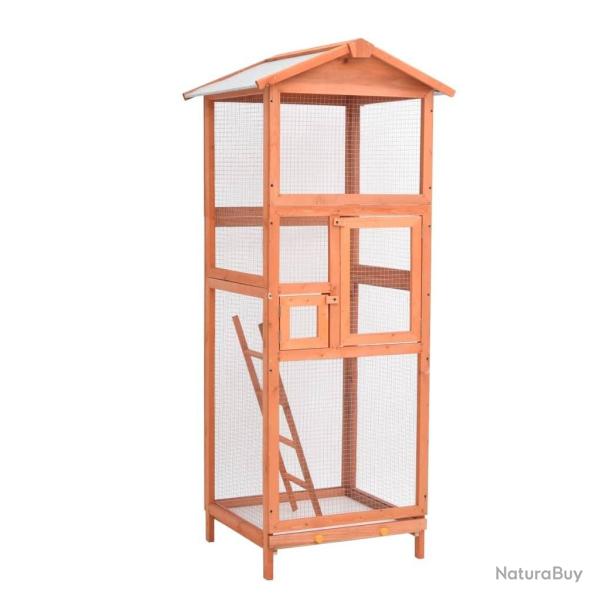 Cage � oiseaux 68x62x166 cm bois de sapin massif