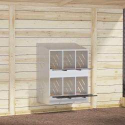 Nichoir de poules avec 6 compartiments m&eacute;tal argent&eacute; galvanis&eacute; alsavelo