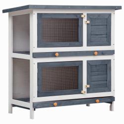 Clapier d'ext&eacute;rieur 4 portes Gris Bois