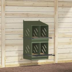 Nichoir &agrave; poules avec 4 compartiments vert olive m&eacute;tal