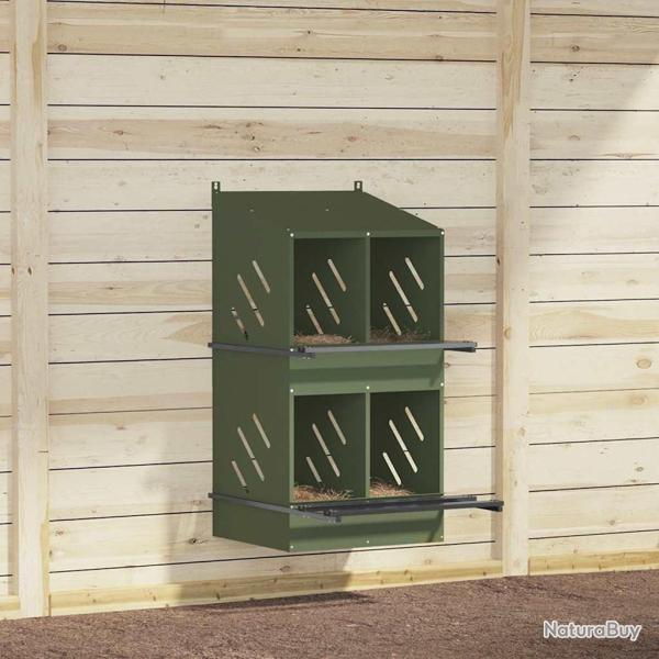 Nichoir � poules avec 4 compartiments vert olive m�tal