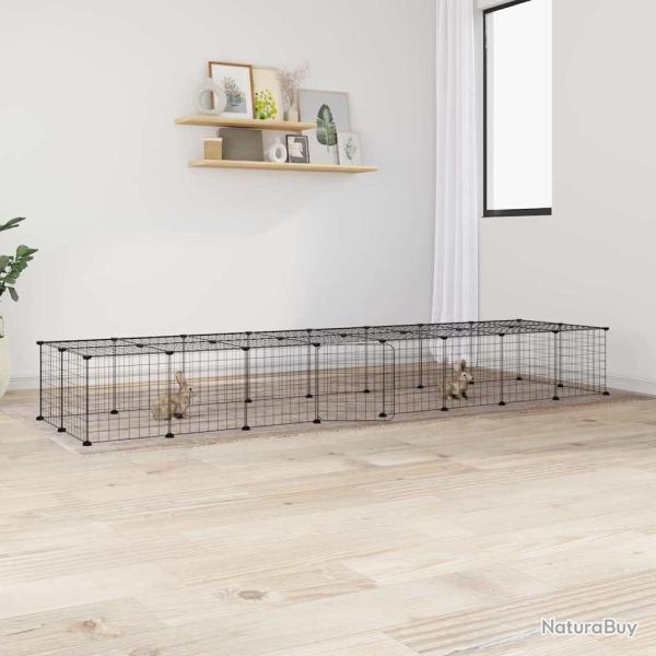 Cage animaux de compagnie � 36 panneaux et porte Noir 35x35 cm
