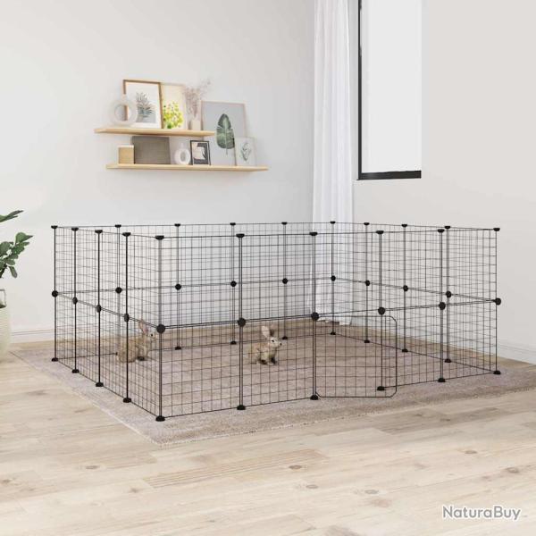 Cage animaux de compagnie � 36 panneaux et porte Noir 35x35 cm