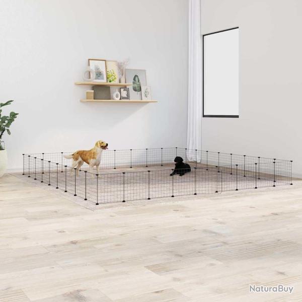Cage animaux de compagnie � 36 panneaux et porte Noir 35x35 cm