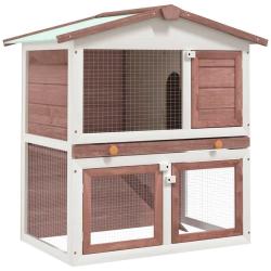 Clapier d'ext&eacute;rieur 3 portes Marron Bois