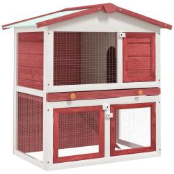 Clapier d'ext&eacute;rieur 3 portes Rouge Bois