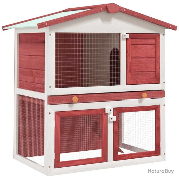 Clapier d'ext�rieur 3 portes Rouge Bois alsavelo