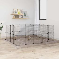 Cage animaux de compagnie &agrave; 36 panneaux et porte Noir 35x35 cm