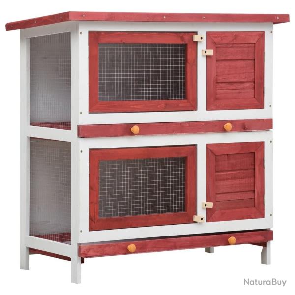 Clapier d'ext�rieur 4 portes Rouge Bois alsavelo