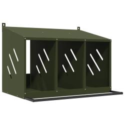 Nichoir &agrave; poules avec 3 compartiments vert olive m&eacute;tal