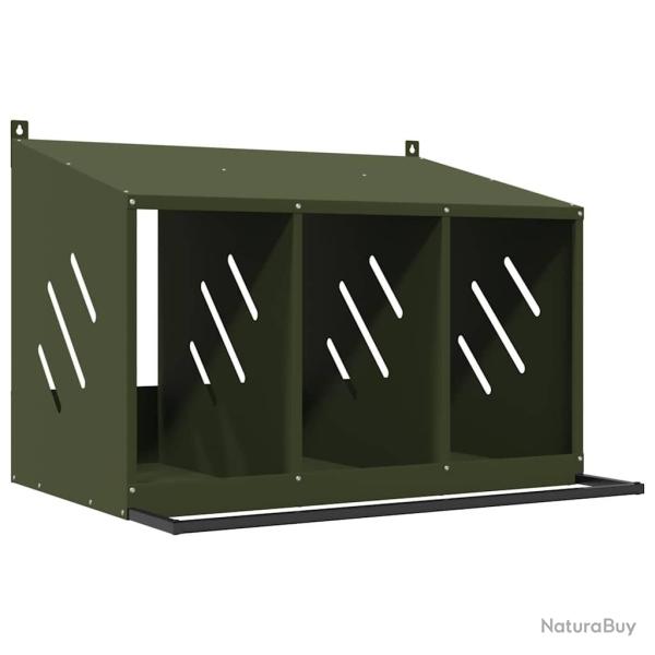 Nichoir � poules avec 3 compartiments vert olive m�tal