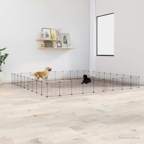 Cage animaux de compagnie � 36 panneaux et porte Noir 35x35 cm