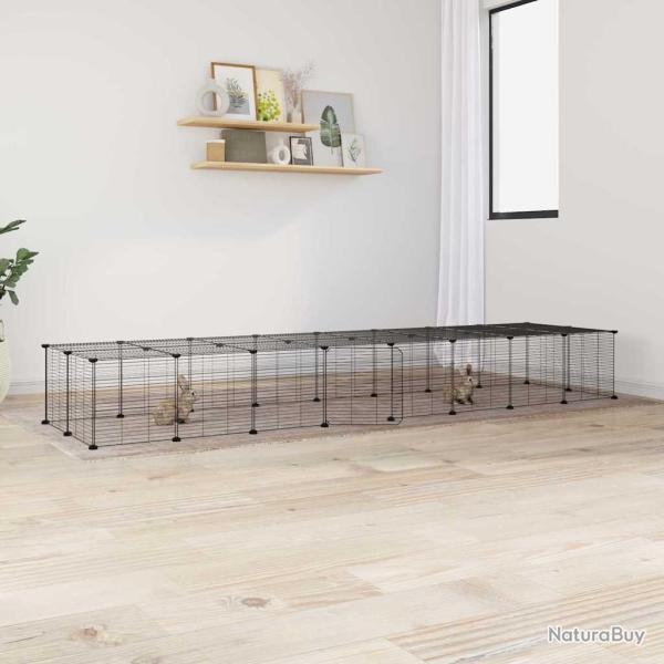 Cage animaux de compagnie � 36 panneaux et porte Noir 35x35 cm