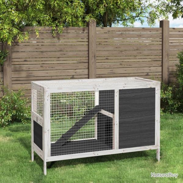 Clapier gris 103x44x69,5 cm bois de pin massif