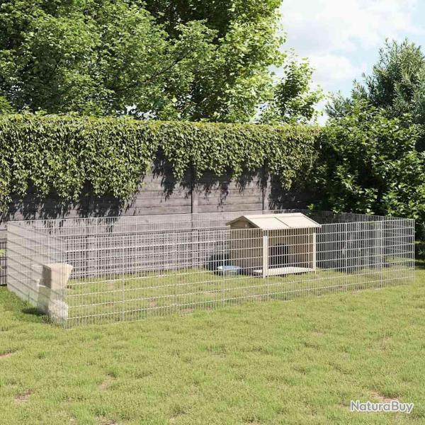Enclos pour animaux en libert� 24panneaux 54x80cm fer galvanis�
