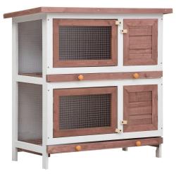 Clapier d'ext&eacute;rieur 4 portes Marron Bois