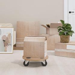 Chariots sur roulettes 2 pcs rond bois d'ing&eacute;nierie
