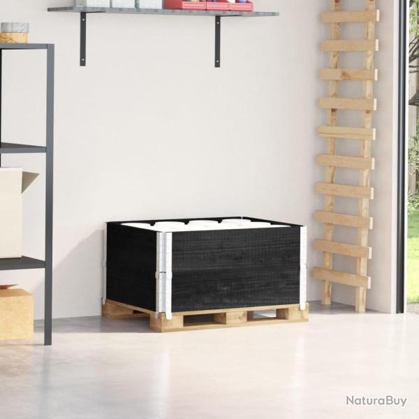 Colliers de palette 2 pcs noir 80x60 cm bois de pin solide