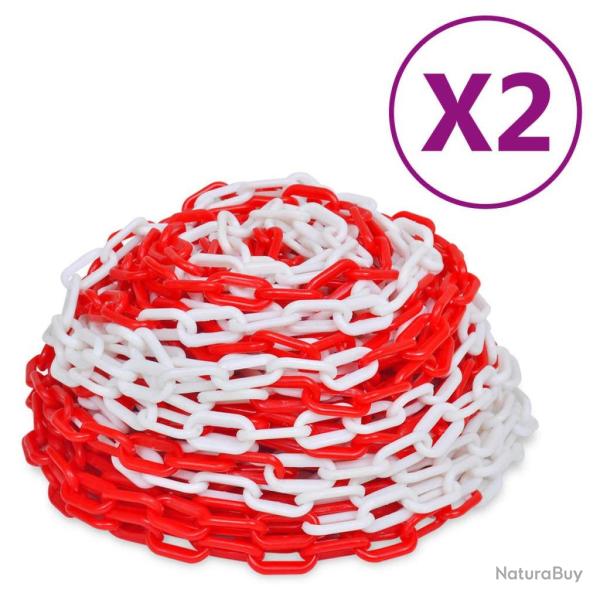Cha�nes d'avertissement 2 pcs Rouge et blanc Plastique 30 m