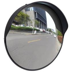 Miroir de trafic convexe d'ext&eacute;rieur Plastique PC Noir 30 cm