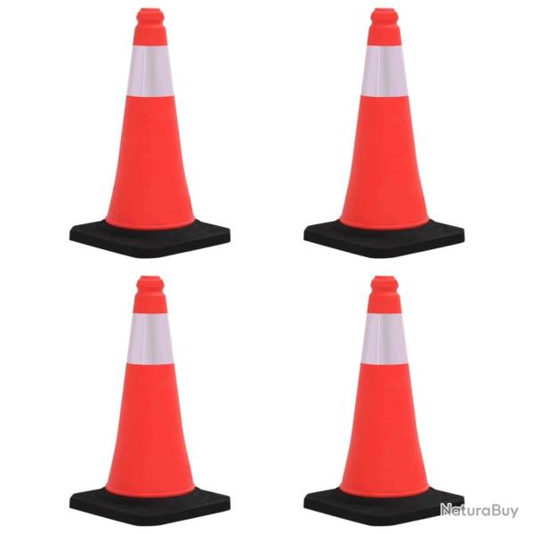 C�nes de signalisation r�fl�chissants � base lourde 4 pcs 50 cm