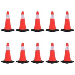 C&ocirc;nes de signalisation r&eacute;fl&eacute;chissants &agrave; base lourde 10 pcs 50cm