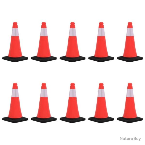 C�nes de signalisation r�fl�chissants � base lourde 10 pcs 50cm