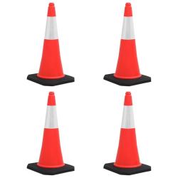 C&ocirc;nes de signalisation r&eacute;fl&eacute;chissants &agrave; base lourde 4 pcs 75 cm alsavelo