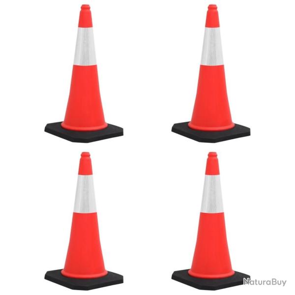 C�nes de signalisation r�fl�chissants � base lourde 4 pcs 75 cm