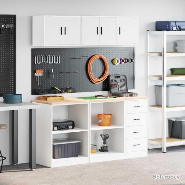 Armoires de garage 6 pcs blanc bois d'ingnierie alsavelo