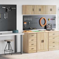 Armoires de garage 2 pcs ch&ecirc;ne sonoma bois d'ing&eacute;nierie