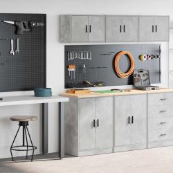 Armoires de garage 2 pcs gris b&eacute;ton bois d'ing&eacute;nierie