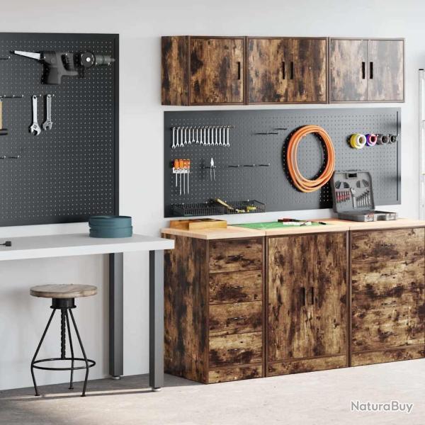 Armoires de garage 2 pcs ch�ne fum� bois d'ing�nierie