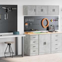 Armoires de garage 2 pcs gris b&eacute;ton bois d'ing&eacute;nierie