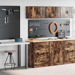 Armoires de garage 2 pcs ch&ecirc;ne fum&eacute; bois d'ing&eacute;nierie